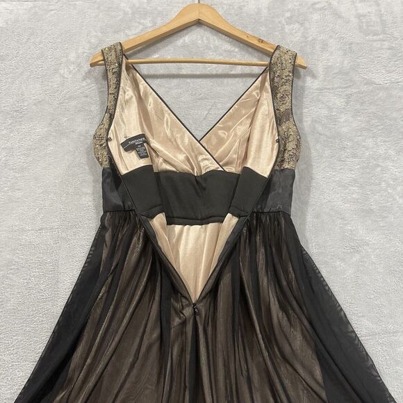 R&M Richard’s Midi Sleeveless Dress Women 6 Petite Black Flower Vintage - Picture 6 of 12